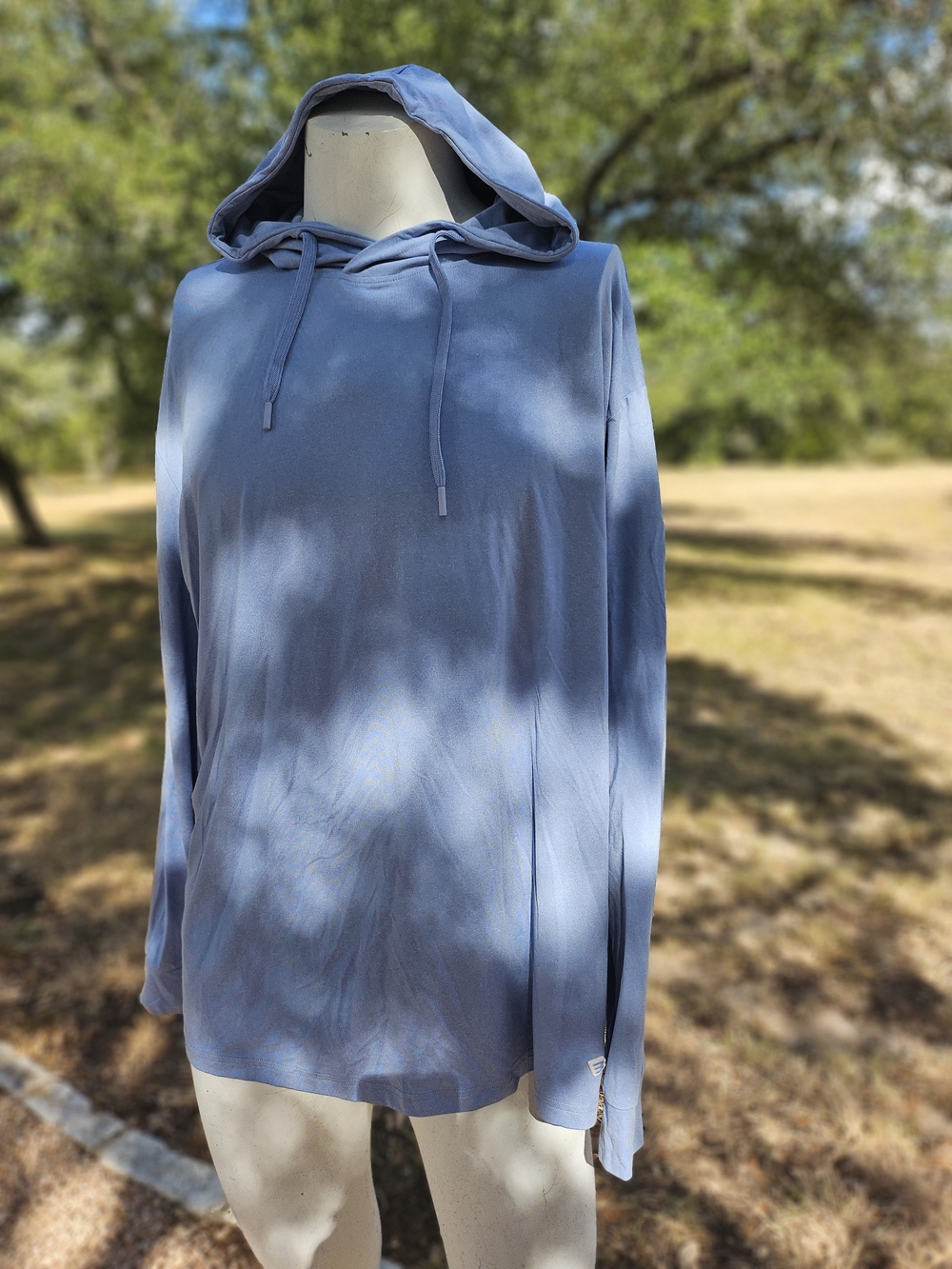 BURLEBO Dusty Blue Men's Lightweight Hooded Pullover FCA CROSS LOGO XL